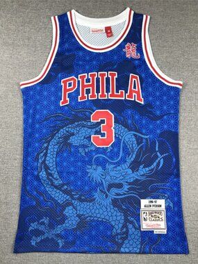 Rare Allen Iverson Jersey #3 - Blue Graphic Hardwood Classics Style